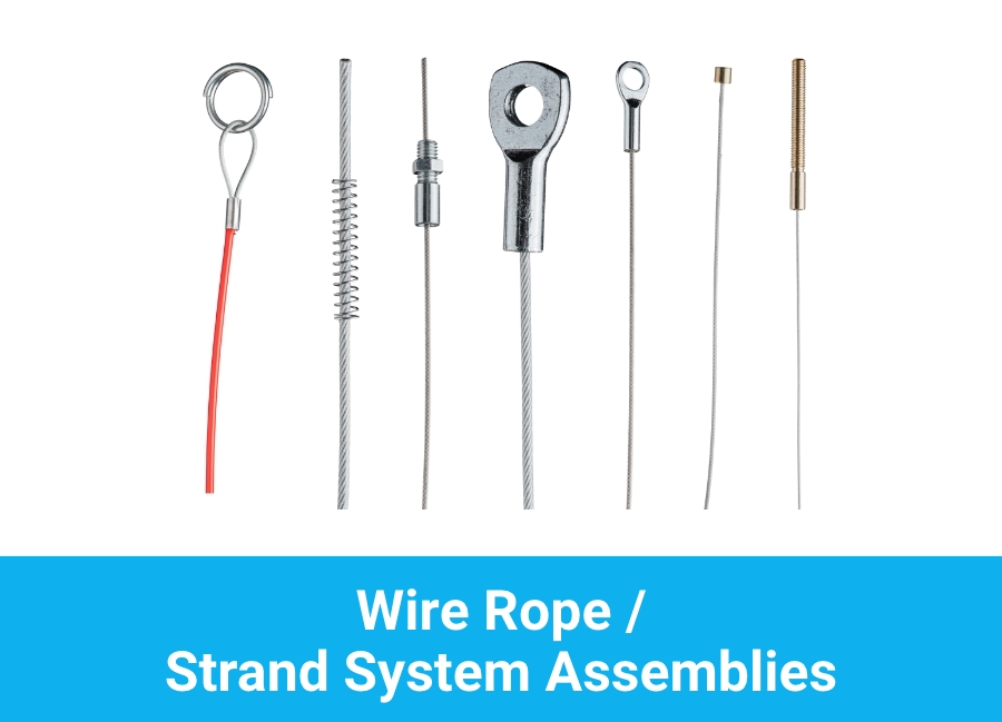 Seilzüge – Text EN Cable pulls with various end connections and designs for flexible pulling and actuation applications in mechanical systems