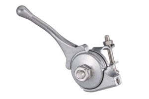 Bicycle shift lever with ball-end, round housing and handlebar clamp with threaded rods